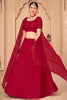 Impressive Red Sequins Georgette Wedding Lehenga Choli With Dupatta