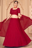 Impressive Red Sequins Georgette Wedding Lehenga Choli With Dupatta