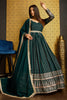 Marvelous Green Foil Work Georgette Festival Wear Gown With Dupatta