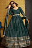 Marvelous Green Foil Work Georgette Festival Wear Gown With Dupatta