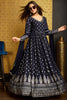 Beautiful Navy Blue Foil Work Georgette Gown With Dupatta