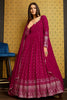 Gorgeous Pink Foil Work Georgette Festival Wear Gown With Dupatta