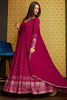 Gorgeous Pink Foil Work Georgette Festival Wear Gown With Dupatta