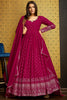 Gorgeous Pink Foil Work Georgette Festival Wear Gown With Dupatta