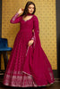 Gorgeous Pink Foil Work Georgette Festival Wear Gown With Dupatta