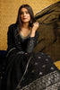 Attractive Black Foil Work Georgette Reception Wear Gown With Dupatta