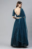 Tantalizing Teal Blue Embroidered Net Reception Wear Lehenga Choli