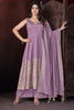 Alluring Lavender Foil Printed Silk Event Wear Palazzo Suit