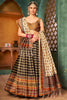 Fabulous Dark Brown Digital Printed Silk Wedding Lehenga Choli