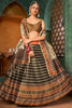 Fabulous Dark Brown Digital Printed Silk Wedding Lehenga Choli