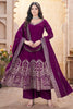 Alluring Purple Foil Printed Silk Festival Wear Anarkali Suit Palazzo