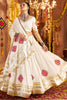Alluring White Mirror Work Rayon Traditional Lehenga Choli With Dupatta