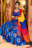 Marvelous Blue Mirror Work Cotton Traditional Lehenga Choli