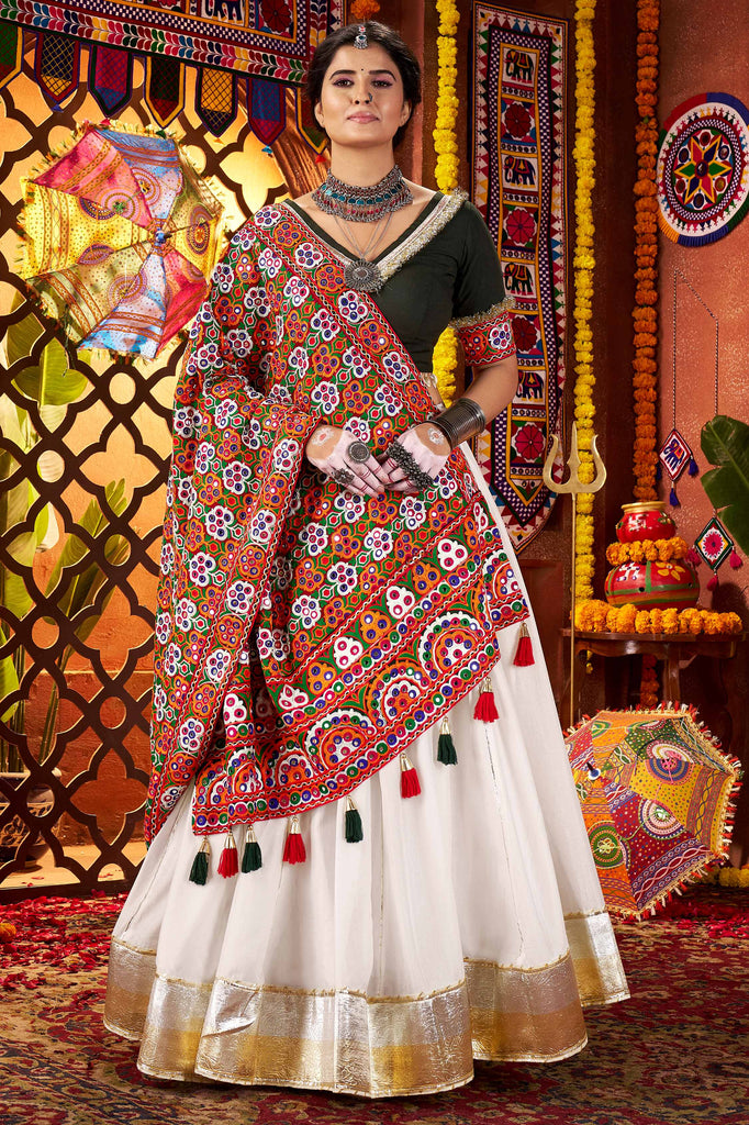 Tantalizing White Silk Traditional Lehenga Choli With Embroidered Dupatta