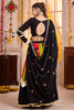 Marvelous Black Thread Work Cotton Navratri Wear Lehenga Choli With Dupatta