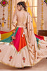 Pretty Beige Thread Work Cotton Traditional Lehenga Choli With Dupatta