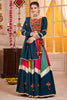 Amazing Teal Blue Mirror Work Cotton Navratri Special Lehenga Choli 