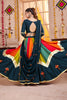 Amazing Teal Blue Mirror Work Cotton Navratri Special Lehenga Choli 