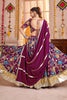 Precious Purple Floral Printed Cotton Navratri Wear Lehenga Choli With Dupatta