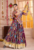 Precious Purple Floral Printed Cotton Navratri Wear Lehenga Choli With Dupatta