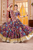 Precious Purple Floral Printed Cotton Navratri Wear Lehenga Choli With Dupatta