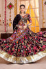 Sweet Black Floral Printed Cotton Navratri Special Lehenga Choli With Dupatta