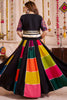 Stylish Black Cotton Navratri Wear Lehenga Choli With Thread Work Jacket
