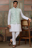 Rich White Thread Embroidered Silk Wedding For Men Kurta With Pant And Jacket