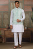 Rich White Thread Embroidered Silk Wedding For Men Kurta With Pant And Jacket