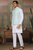 Rich White Thread Embroidered Silk Wedding For Men Kurta With Pant And Jacket