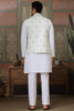 Rich White Thread Embroidered Silk Wedding For Men Kurta With Pant And Jacket