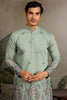 Charming Pista Green Thread Work Viscose Event Wear Men Kurta
