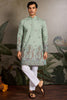 Charming Pista Green Thread Work Viscose Event Wear Men Kurta