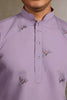 Wonderful Lavender Thread Embroidered Viscose Traditional Men Kurta
