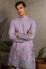 Wonderful Lavender Thread Embroidered Viscose Traditional Men Kurta