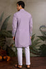 Wonderful Lavender Thread Embroidered Viscose Traditional Men Kurta