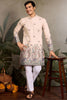 Alluring Beige Thread Embroidered Viscose Traditional Men Kurta