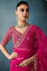 Awesome Pink Border Work Tissue Silk Wedding Wear Saree With Blouse