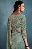 Incredible Pista Green Embroidered Tissue Silk Event Wear Saree