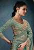 Incredible Pista Green Embroidered Tissue Silk Event Wear Saree