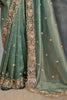 Incredible Pista Green Embroidered Tissue Silk Event Wear Saree