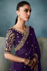 Pretty Purple Embroidered Tissue Silk Reception Wear Saree With Blouse
