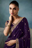 Pretty Purple Embroidered Tissue Silk Reception Wear Saree With Blouse