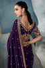 Pretty Purple Embroidered Tissue Silk Reception Wear Saree With Blouse
