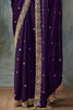 Pretty Purple Embroidered Tissue Silk Reception Wear Saree With Blouse