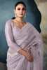 Marvelous Lavender Hand Work Tissue Silk Reception Wear Saree