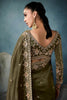 Alluring Olive Green Heavy Border Work Tissue Silk Mehendi Wear Saree
