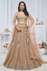 Captivating Golden Embroidered Net Wedding Wear Lehenga Choli