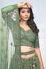 Pretty Green Embroidered Net Bridesmaid Lehenga Choli With Dupatta