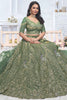 Pretty Green Embroidered Net Bridesmaid Lehenga Choli With Dupatta